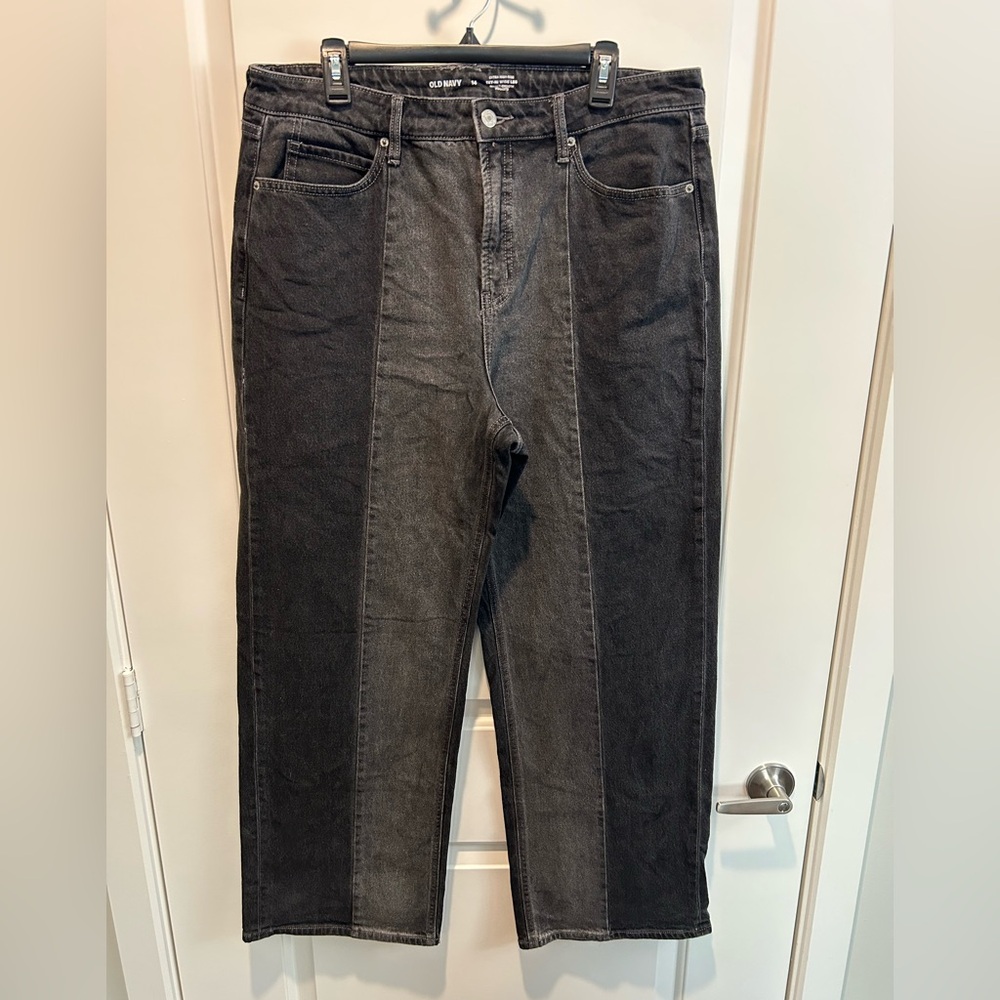 Old Navy Extra High-Waisted Wide-Leg Two Tone Jeans Size 14